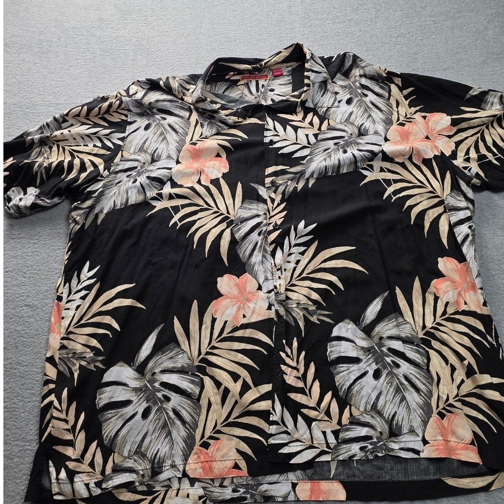 Havana Co Hawaiian Camp Shirt Mens 4XLT Black Tropical Floral Big‎ Tall Resort